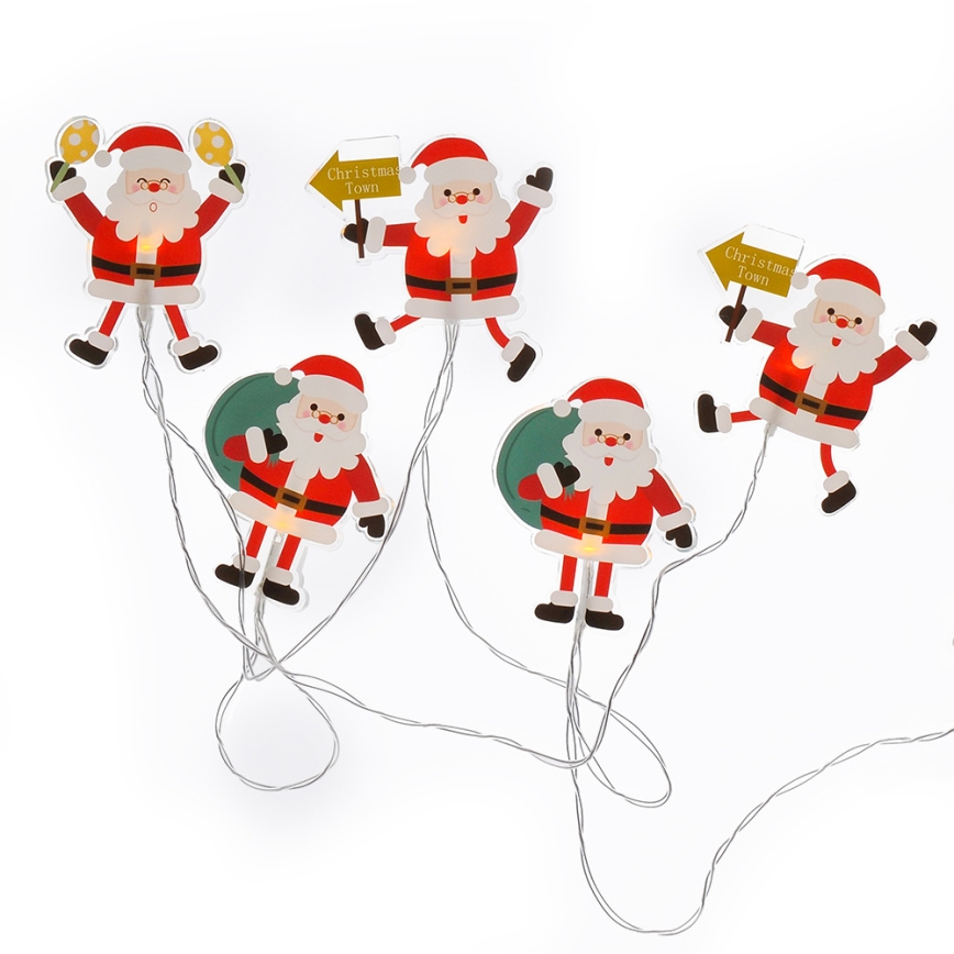 LED julelyskæde med sugekopper 6xLED/2xAA 1,2m varm hvid santa