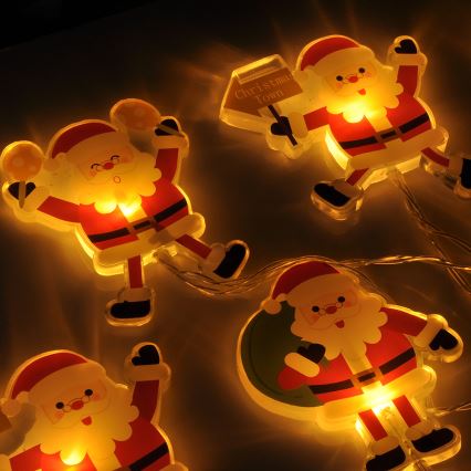 LED julelyskæde med sugekopper 6xLED/2xAA 1,2m varm hvid santa