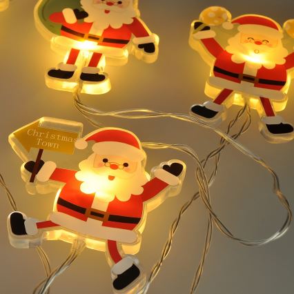 LED julelyskæde med sugekopper 6xLED/2xAA 1,2m varm hvid santa