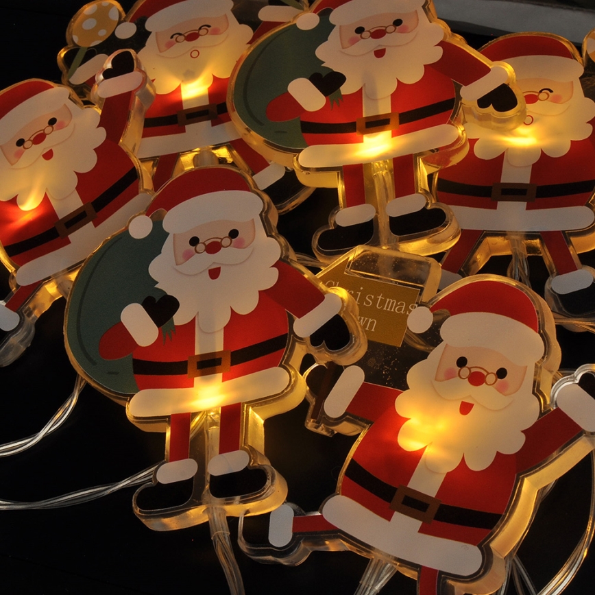 LED julelyskæde med sugekopper 6xLED/2xAA 1,2m varm hvid santa