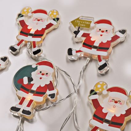 LED julelyskæde med sugekopper 6xLED/2xAA 1,2m varm hvid santa