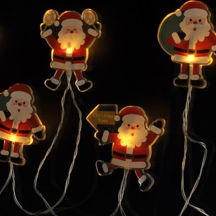 LED julelyskæde med sugekopper 6xLED/2xAA 1,2m varm hvid santa