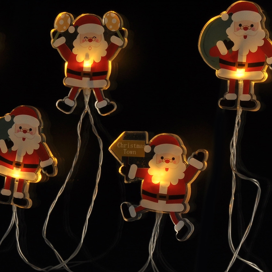 LED julelyskæde med sugekopper 6xLED/2xAA 1,2m varm hvid santa