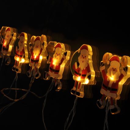 LED julelyskæde med sugekopper 6xLED/2xAA 1,2m varm hvid santa