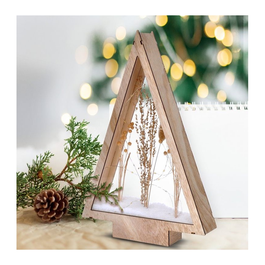 LED juledekoration LED/2xAA vinterblomster dækket med sne