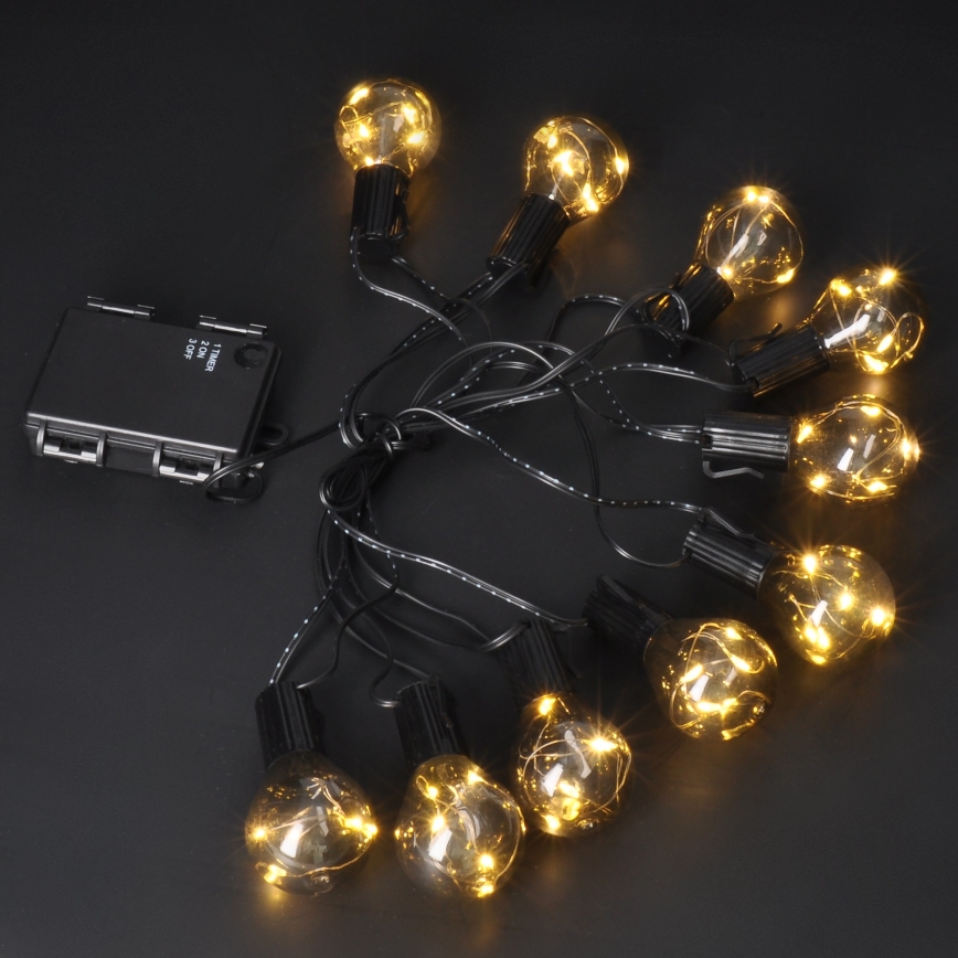 LED udendørs dekorationslyskæde GIRLANDA 10xLED/3xAA 3m IP44 varm hvid