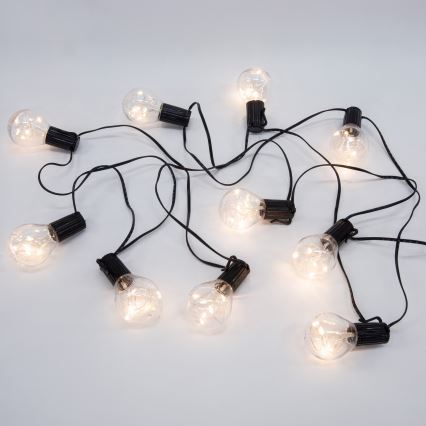 Udendørs LED lyskæde GUIRLANDE 10xLED/3xAA 3 m IP44 varm hvid