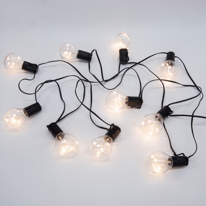 Udendørs LED lyskæde GUIRLANDE 10xLED/3xAA 3 m IP44 varm hvid