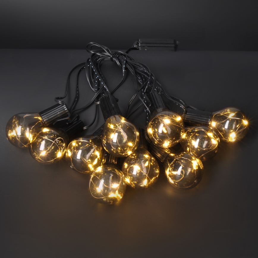 Udendørs LED lyskæde GUIRLANDE 10xLED/3xAA 3 m IP44 varm hvid