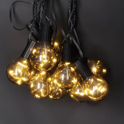 Udendørs LED lyskæde GUIRLANDE 10xLED/3xAA 3 m IP44 varm hvid