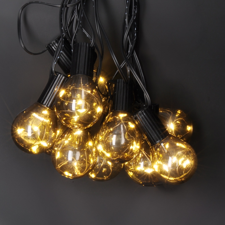 Udendørs LED lyskæde GUIRLANDE 10xLED/3xAA 3 m IP44 varm hvid