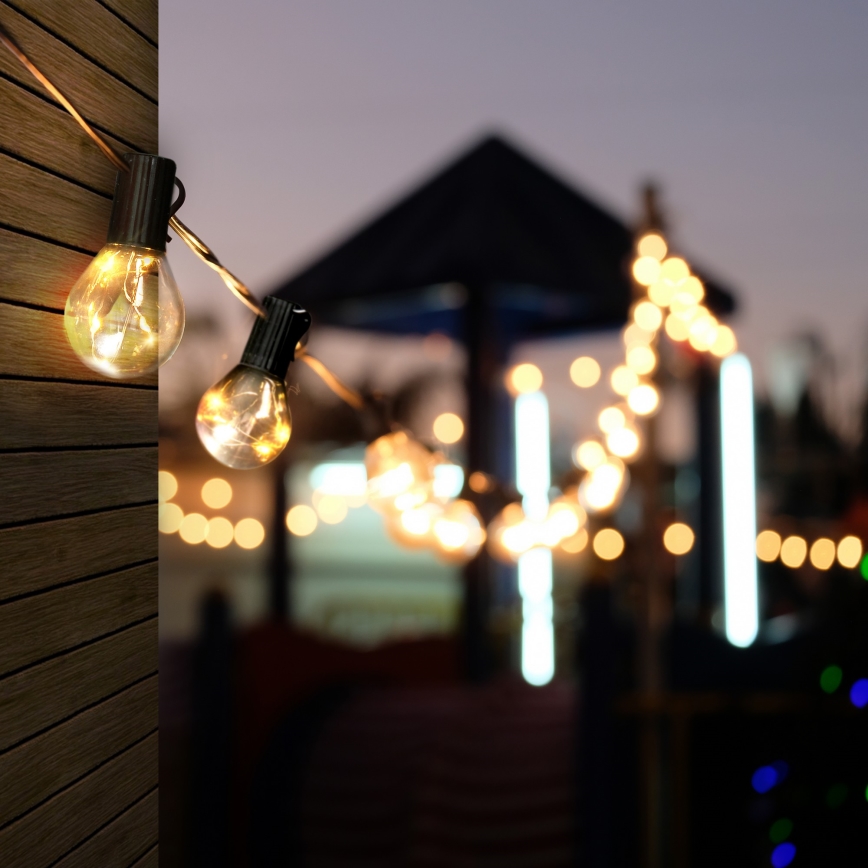 Udendørs LED lyskæde GUIRLANDE 10xLED/3xAA 3 m IP44 varm hvid