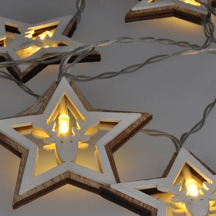 LED-lyskæde 10xLED/2xAA 1,8m varm hvid