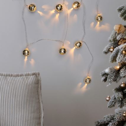 LED Julekæde 10xLED/2xAA/varmhvid 1,8m bjæller
