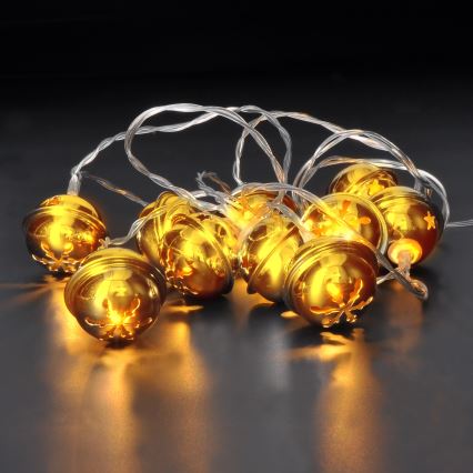 LED-lyskæde 10xLED/2xAA/varmhvid 1,8m bjælder