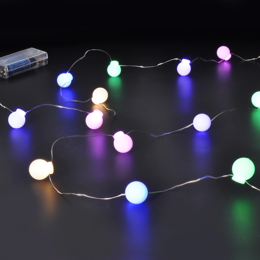 LED julekæde 40xLED/2xAA 4,3 m flerfarvet