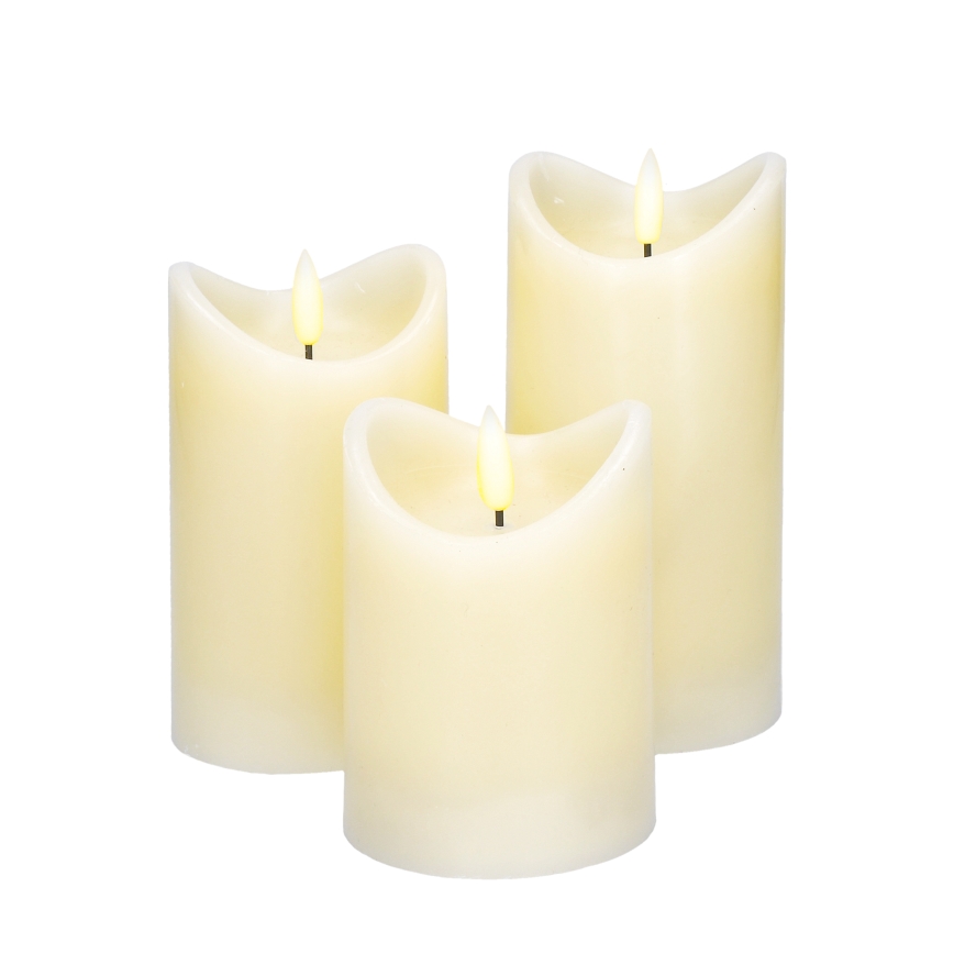 SÆT 3x LED Naturligt voksstearinlys LED/3xAAA/varm hvid