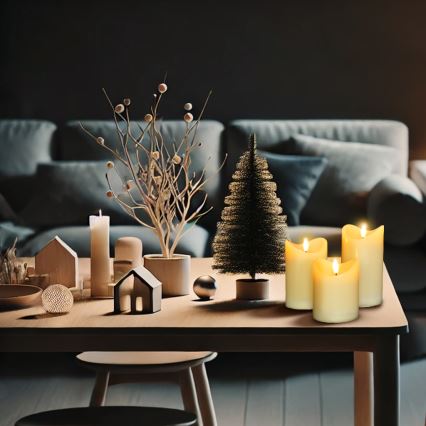 SÆT 3x LED Naturligt voksstearinlys LED/3xAAA/varm hvid