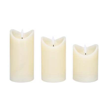 SÆT 3x LED Naturligt voksstearinlys LED/3xAAA/varm hvid