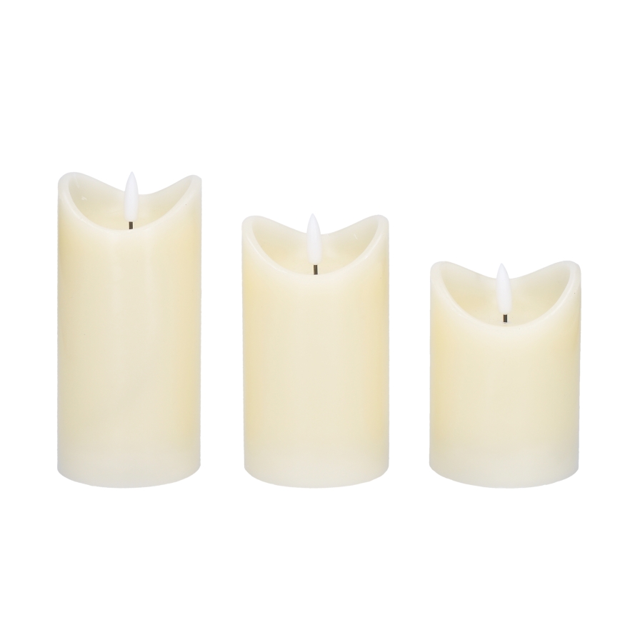 SÆT 3x LED Naturligt voksstearinlys LED/3xAAA/varm hvid