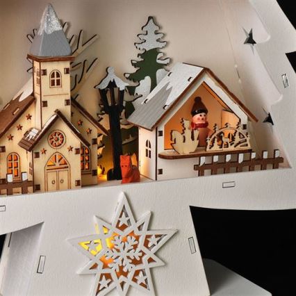 LED juledekoration 13xLED/2xAA juletræ i træ