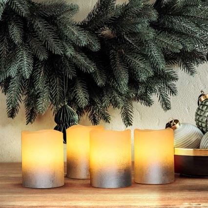 Sæt med 4 LED-lys af naturlig voks, LED/1xCR2032, varm hvid