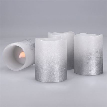 Sæt med 4 LED-lys af naturlig voks, LED/1xCR2032, varm hvid