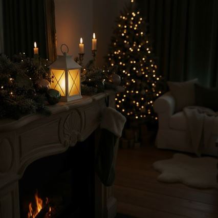 LED Julelanterne LED/2xAA varm hvid