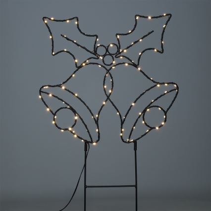 LED udendørs juledekoration 100xLED/3xAA IP44 varm hvid klokker