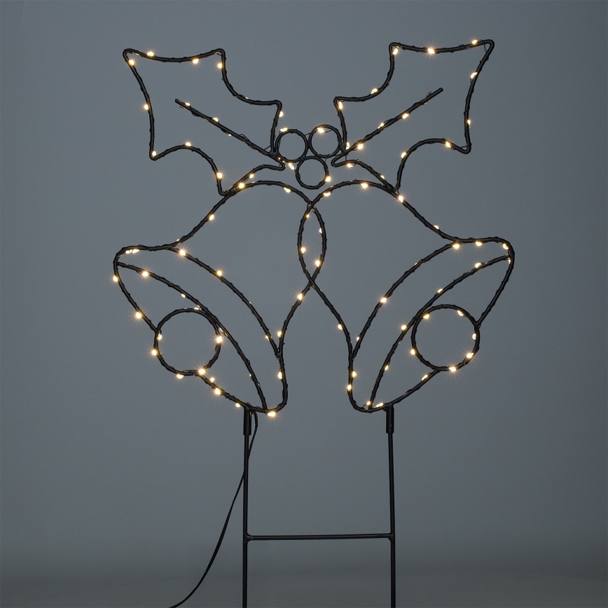 LED udendørs juledekoration 100xLED/3xAA IP44 varm hvid klokker