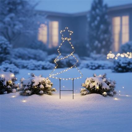 LED udendørs juledekoration 85xLED/3xAA IP44 varm hvid juletræ