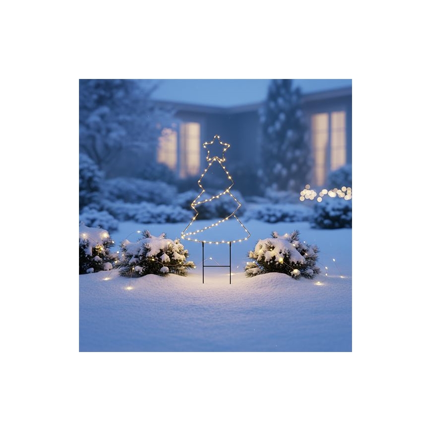 LED udendørs juledekoration 85xLED/3xAA IP44 varm hvid juletræ