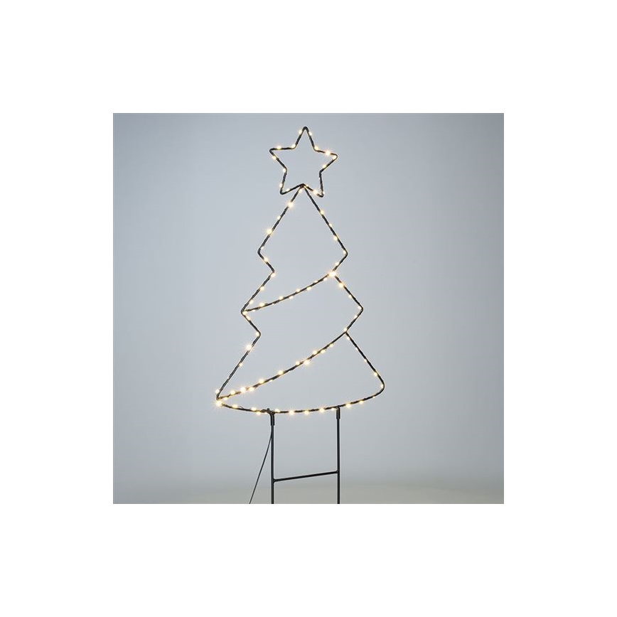 LED udendørs juledekoration 85xLED/3xAA IP44 varm hvid juletræ