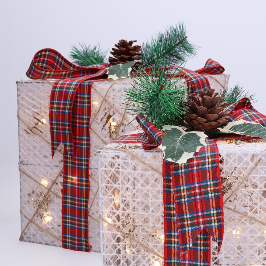 3-pak LED julegaver 48xLED/3,6W/230V IP44 varm hvid