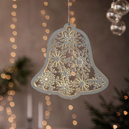 LED juledekoration 9xLED/2xAA varm hvid lille klokke