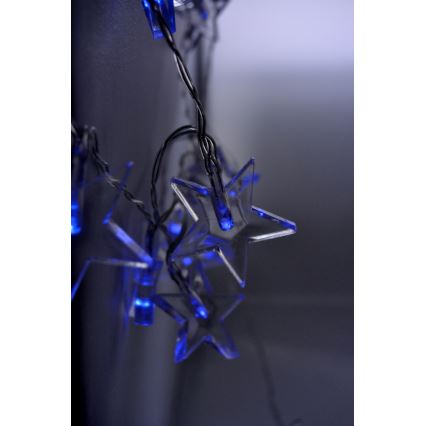LED julelyskæde 10xLED/2xAA 2,5m blå