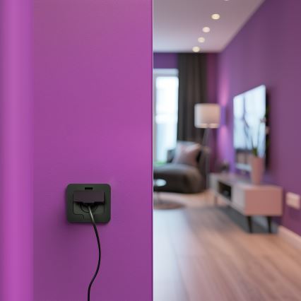 Udendørs indbygget stikkontakt til gulv IP55 sort rektangulær