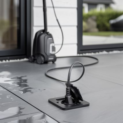 Udendørs indbygget stikkontakt til gulv IP55 sort rektangulær