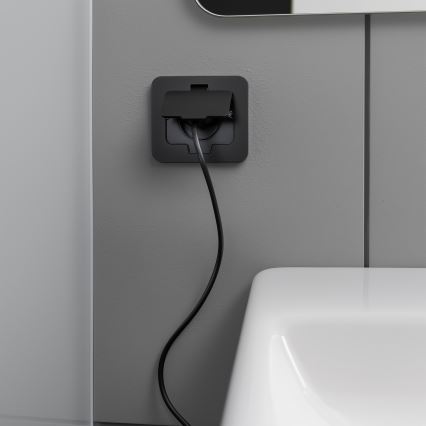 Udendørs indbygget stikkontakt til gulv IP55 sort rektangulær
