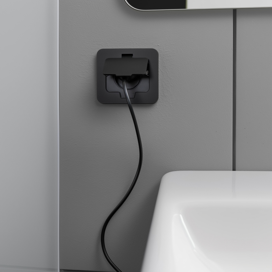 Udendørs indbygget stikkontakt til gulv IP55 sort rektangulær