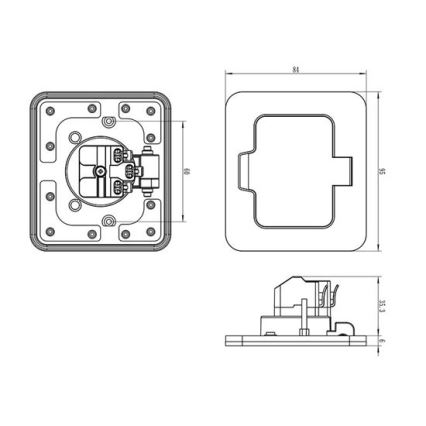 Udendørs indbygget stikkontakt til gulv IP55 sort rektangulær