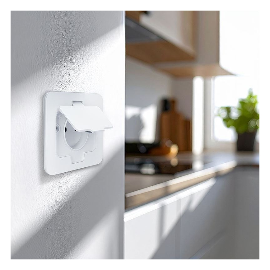Udendørs indbygget gulvudtag IP55, hvid, rektangulært