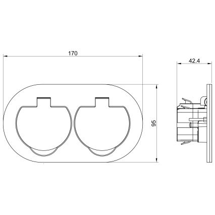 Udendørs indbygget gulv double socket IP55 rund