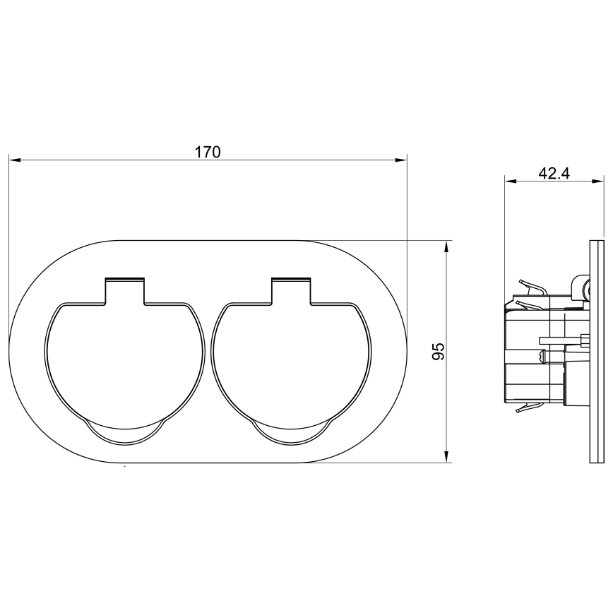 Udendørs indbygget gulv double socket IP55 rund