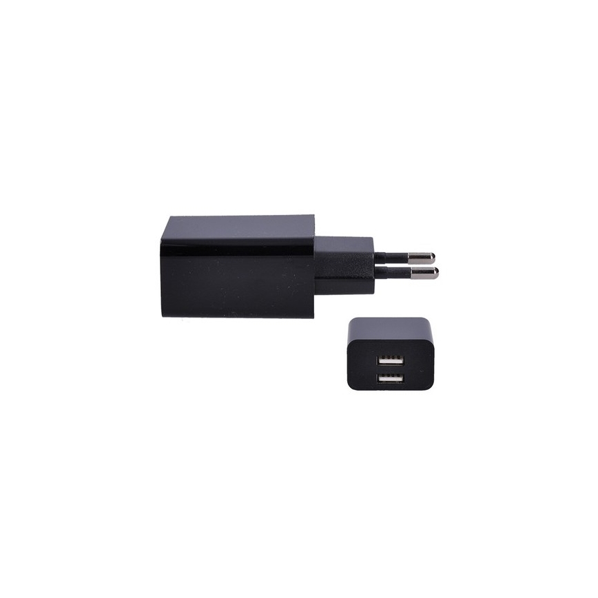 Opladningsadapter 2xUSB/3100mA/230V sort