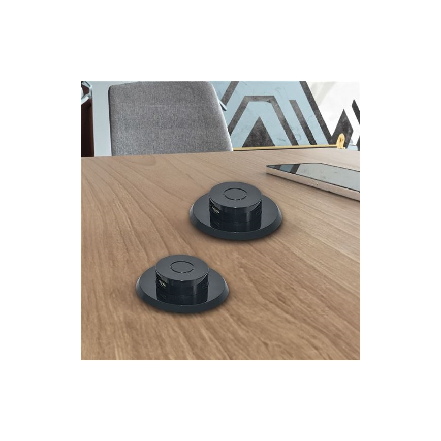 Indbygget USB oplader USB A+C sort