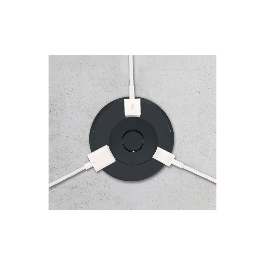 Indbygget USB oplader USB A+C sort