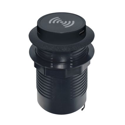 Indbygget trådløs oplader + USB A+C sort