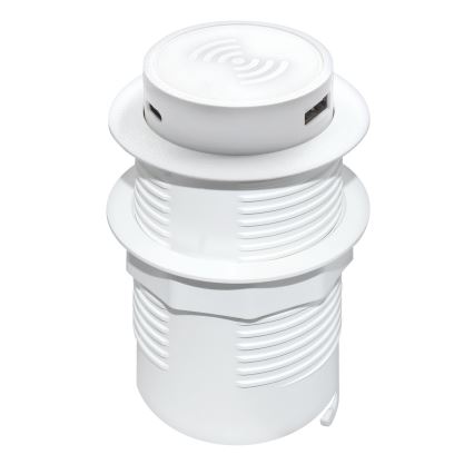 Indbygget trådløs oplader + USB A+C hvid