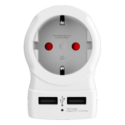 Rejseadapter til UK 230V + 2x USB-port